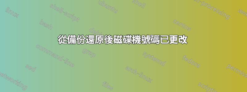 從備份還原後磁碟機號碼已更改