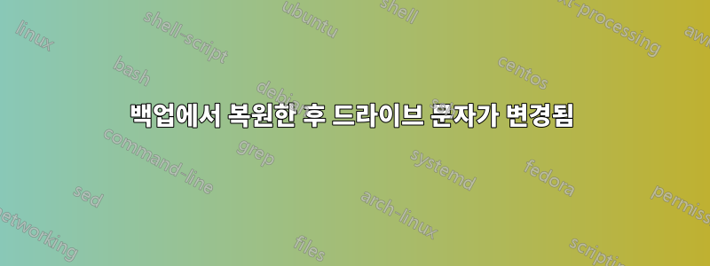 백업에서 복원한 후 드라이브 문자가 변경됨