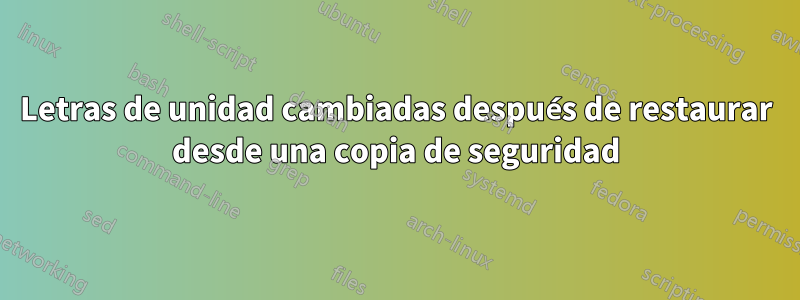 Letras de unidad cambiadas después de restaurar desde una copia de seguridad