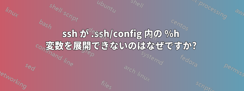 ssh が .ssh/config 内の %h 変数を展開できないのはなぜですか?