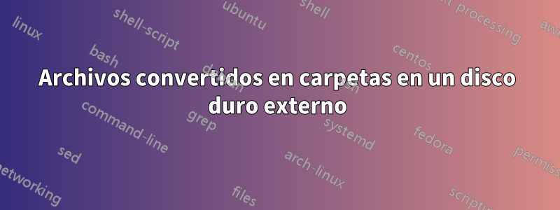 Archivos convertidos en carpetas en un disco duro externo