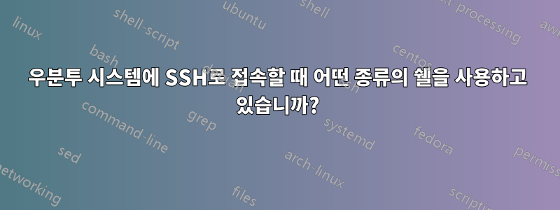 우분투 시스템에 SSH로 접속할 때 어떤 종류의 쉘을 사용하고 있습니까?