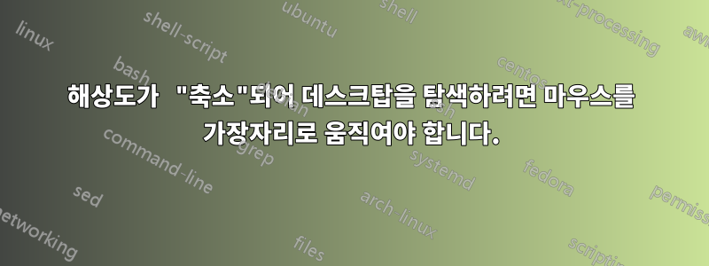 해상도가 "축소"되어 데스크탑을 탐색하려면 마우스를 가장자리로 움직여야 합니다.