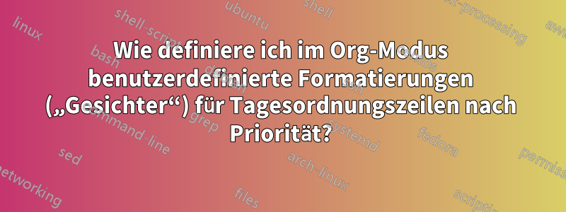 Wie definiere ich im Org-Modus benutzerdefinierte Formatierungen („Gesichter“) für Tagesordnungszeilen nach Priorität?