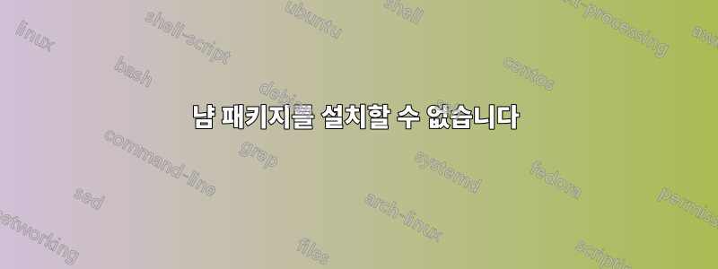 냠 패키지를 설치할 수 없습니다