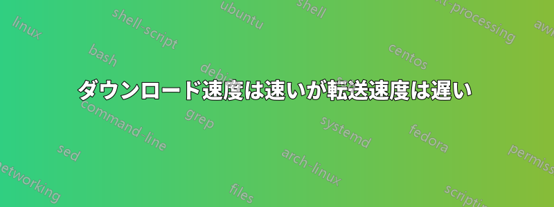 ダウンロード速度は速いが転送速度は遅い