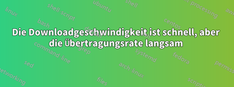 Die Downloadgeschwindigkeit ist schnell, aber die Übertragungsrate langsam