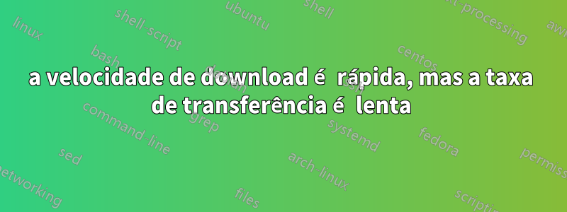 a velocidade de download é rápida, mas a taxa de transferência é lenta