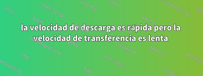 la velocidad de descarga es rápida pero la velocidad de transferencia es lenta