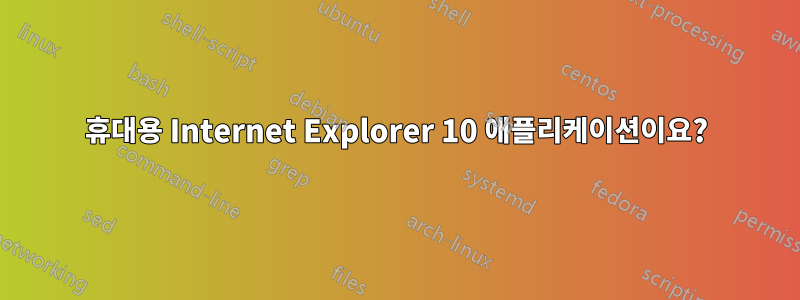 휴대용 Internet Explorer 10 애플리케이션이요?