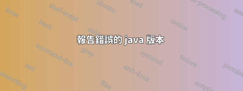 報告錯誤的 java 版本