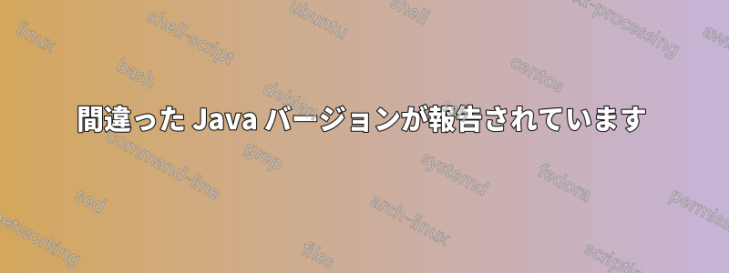 間違った Java バージョンが報告されています