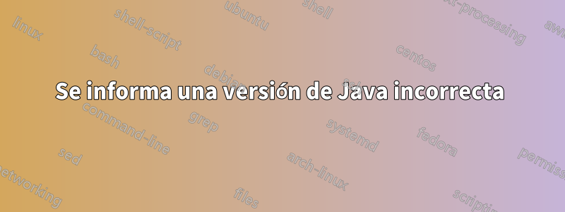 Se informa una versión de Java incorrecta