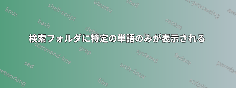 検索フォルダに特定の単語のみが表示される