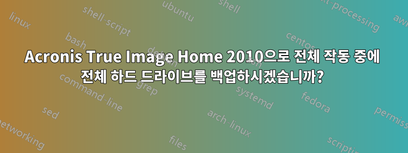 Acronis True Image Home 2010으로 전체 작동 중에 전체 하드 드라이브를 백업하시겠습니까?