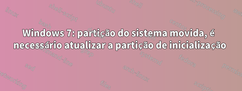 Windows 7: partição do sistema movida, é necessário atualizar a partição de inicialização