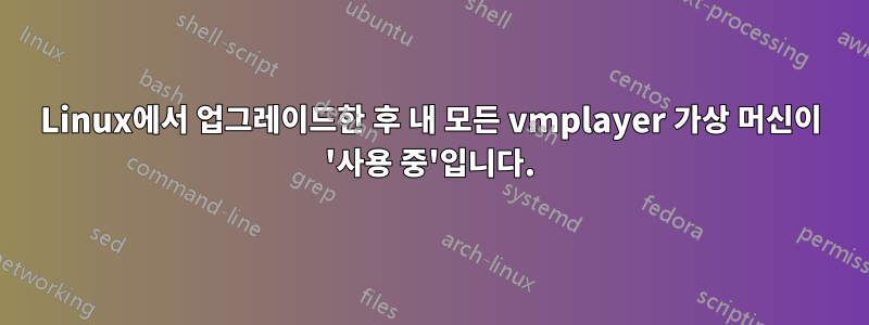 Linux에서 업그레이드한 후 내 모든 vmplayer 가상 머신이 '사용 중'입니다.