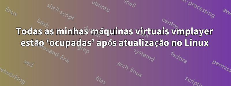 Todas as minhas máquinas virtuais vmplayer estão ‘ocupadas’ após atualização no Linux