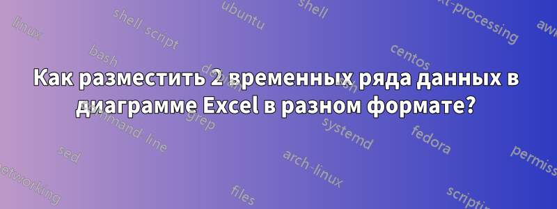 Как разместить 2 временных ряда данных в диаграмме Excel в разном формате?