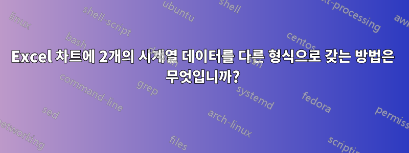 Excel 차트에 2개의 시계열 데이터를 다른 형식으로 갖는 방법은 무엇입니까?