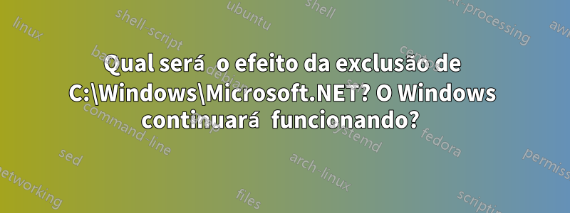 Qual será o efeito da exclusão de C:\Windows\Microsoft.NET? O Windows continuará funcionando? 