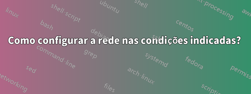 Como configurar a rede nas condições indicadas?