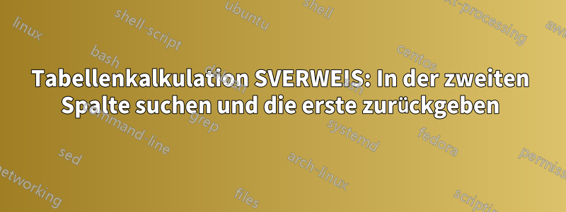 Tabellenkalkulation SVERWEIS: In der zweiten Spalte suchen und die erste zurückgeben