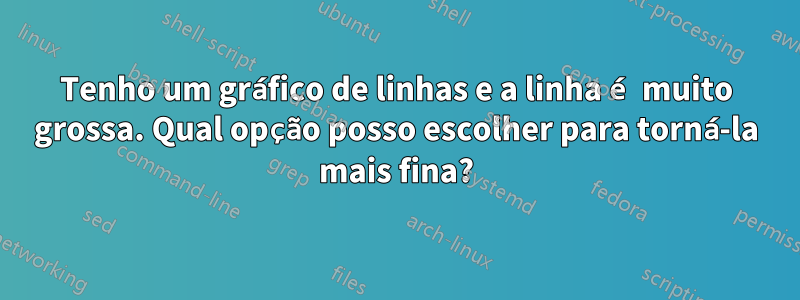 Tenho um gráfico de linhas e a linha é muito grossa. Qual opção posso escolher para torná-la mais fina?