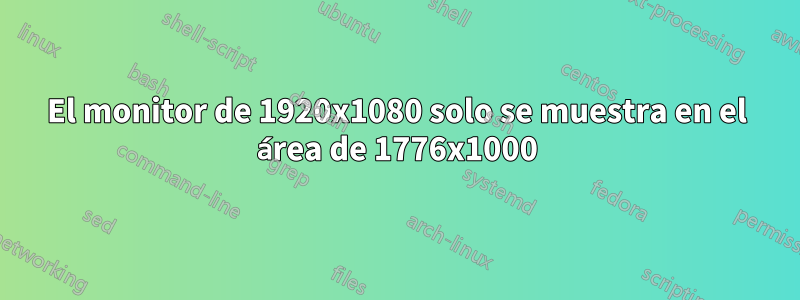 El monitor de 1920x1080 solo se muestra en el área de 1776x1000