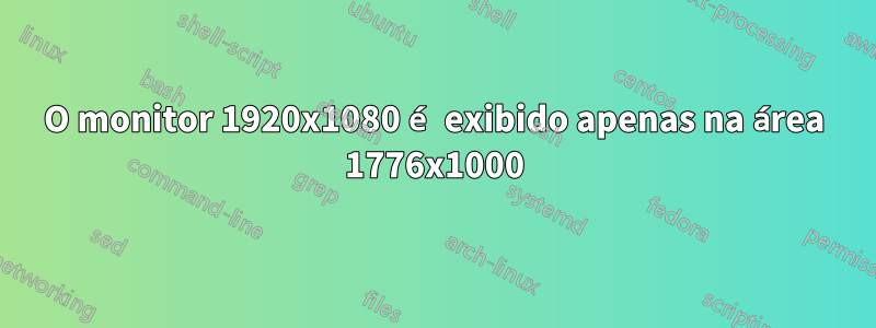 O monitor 1920x1080 é exibido apenas na área 1776x1000