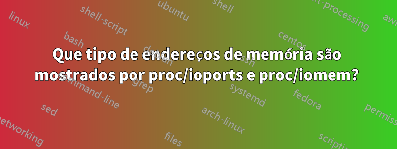 Que tipo de endereços de memória são mostrados por proc/ioports e proc/iomem?