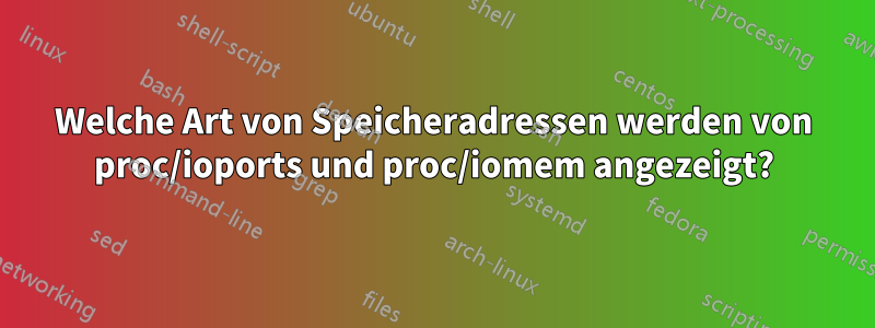 Welche Art von Speicheradressen werden von proc/ioports und proc/iomem angezeigt?