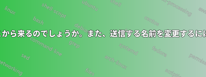 電子メールの送信者の名前はどこから来るのでしょうか。また、送信する名前を変更するにはどうすればいいのでしょうか。