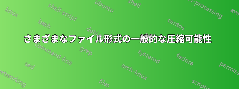 さまざまなファイル形式の一般的な圧縮可能性 