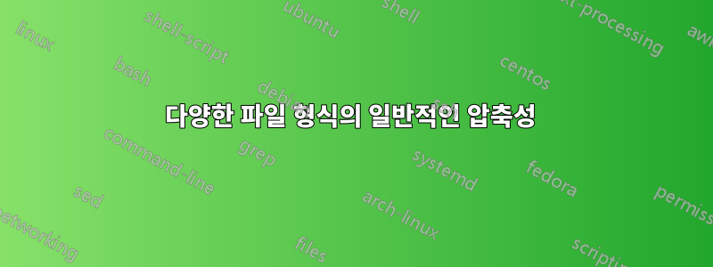 다양한 파일 형식의 일반적인 압축성 