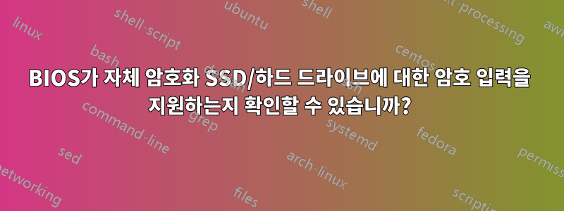 BIOS가 자체 암호화 SSD/하드 드라이브에 대한 암호 입력을 지원하는지 확인할 수 있습니까?