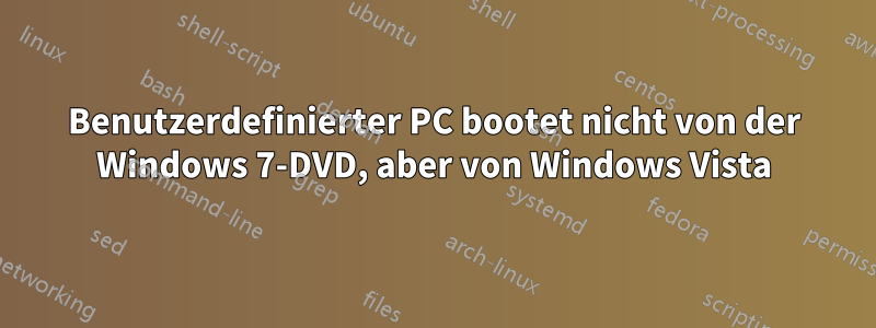 Benutzerdefinierter PC bootet nicht von der Windows 7-DVD, aber von Windows Vista