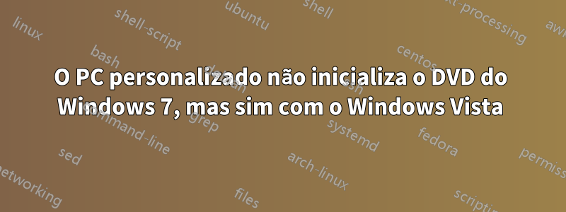 O PC personalizado não inicializa o DVD do Windows 7, mas sim com o Windows Vista