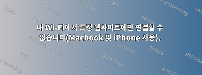 내 Wi-Fi에서 특정 웹사이트에만 연결할 수 없습니다(Macbook 및 iPhone 사용).