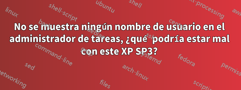 No se muestra ningún nombre de usuario en el administrador de tareas, ¿qué podría estar mal con este XP SP3?