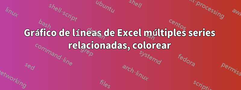 Gráfico de líneas de Excel múltiples series relacionadas, colorear