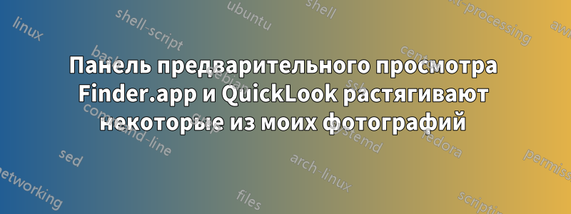 Панель предварительного просмотра Finder.app и QuickLook растягивают некоторые из моих фотографий