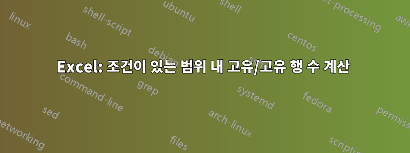 Excel: 조건이 있는 범위 내 고유/고유 행 수 계산