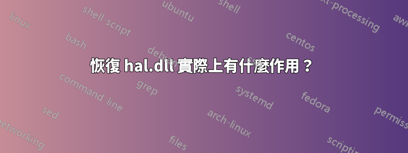 恢復 hal.dll 實際上有什麼作用？