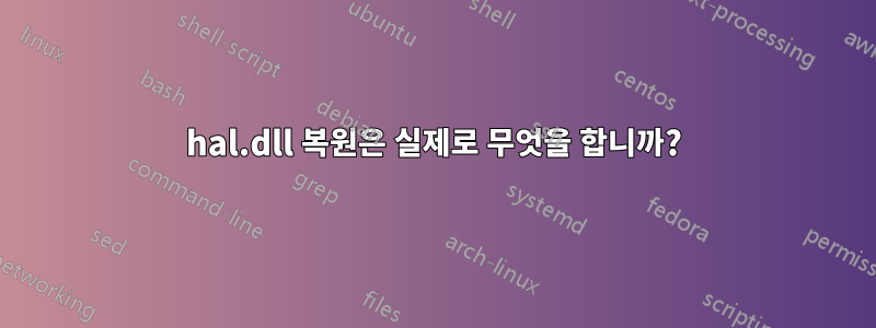 hal.dll 복원은 실제로 무엇을 합니까?