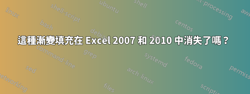 這種漸變填充在 Excel 2007 和 2010 中消失了嗎？