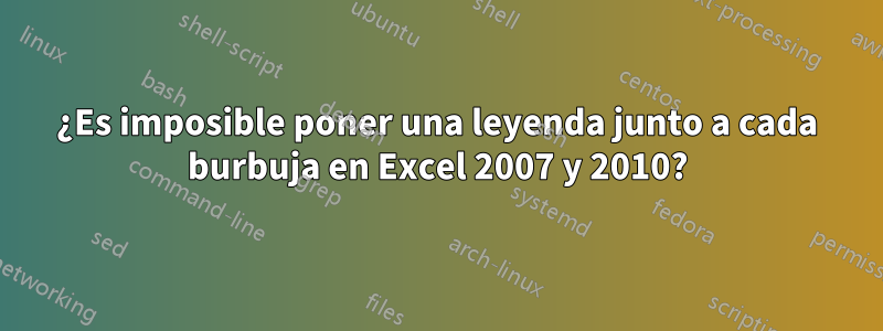 ¿Es imposible poner una leyenda junto a cada burbuja en Excel 2007 y 2010?