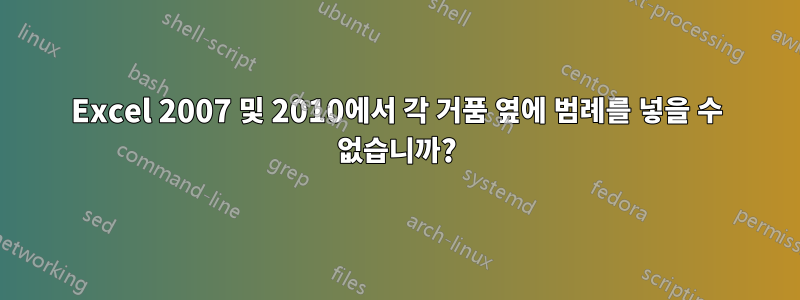 Excel 2007 및 2010에서 각 거품 옆에 범례를 넣을 수 없습니까?