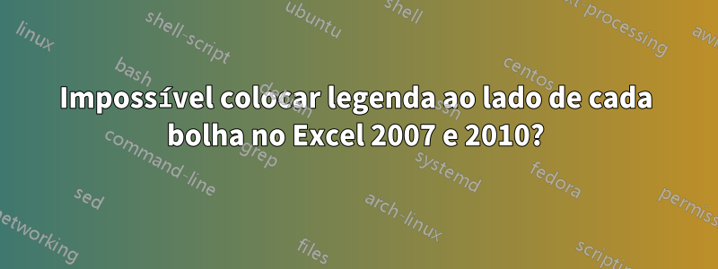 Impossível colocar legenda ao lado de cada bolha no Excel 2007 e 2010?