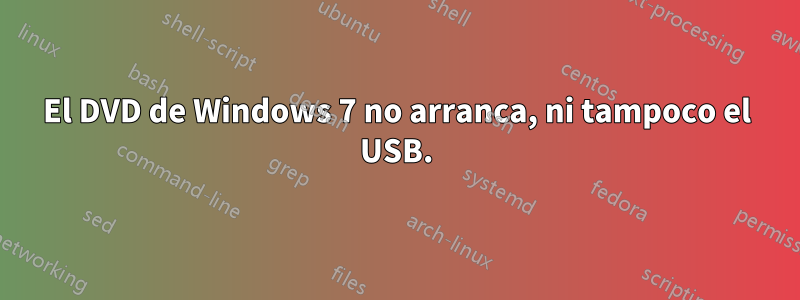 El DVD de Windows 7 no arranca, ni tampoco el USB.